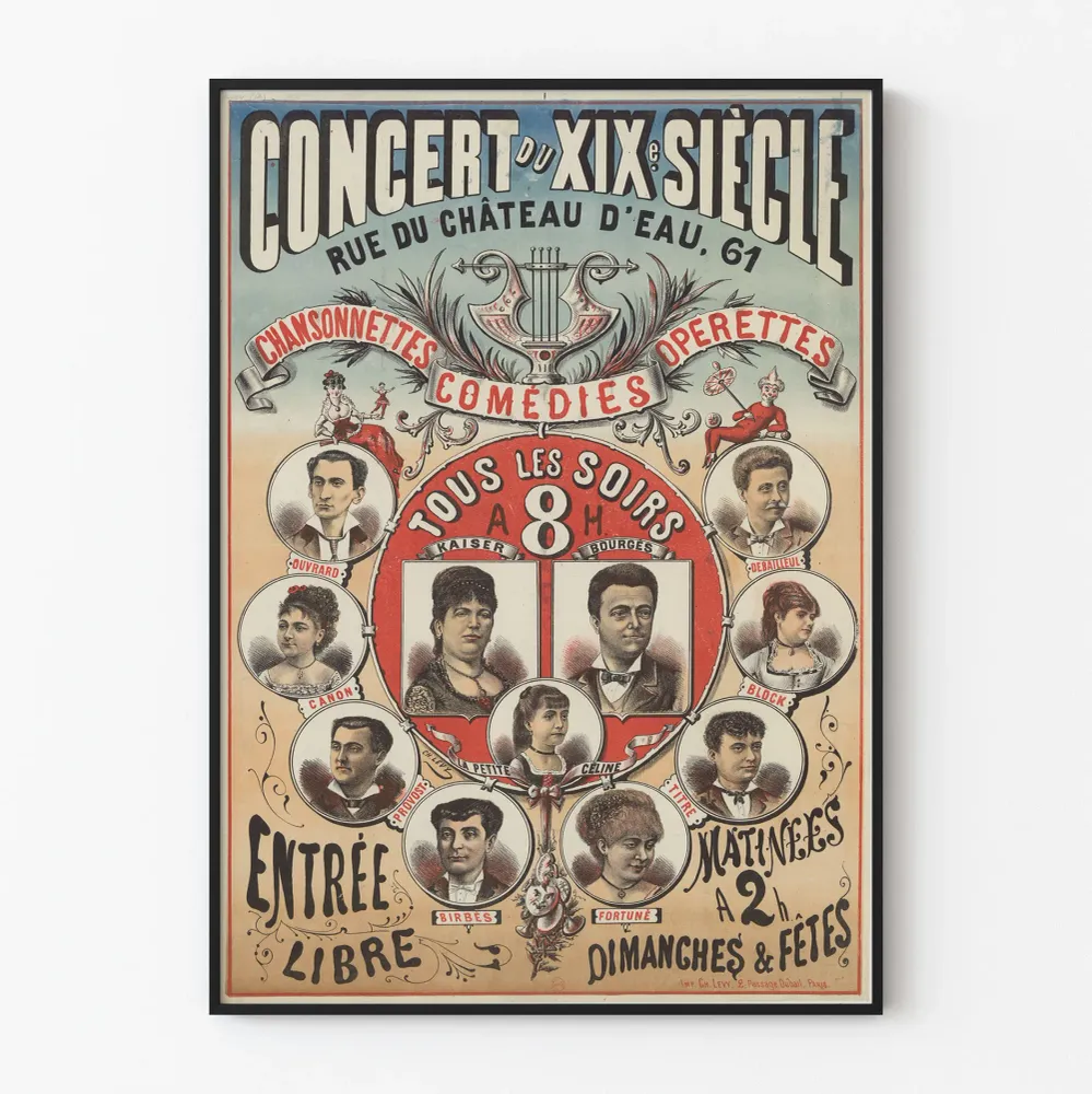 Affiche Concert du XIXe Siècle - Décoration Murale Vintage Théâtre et Opérette