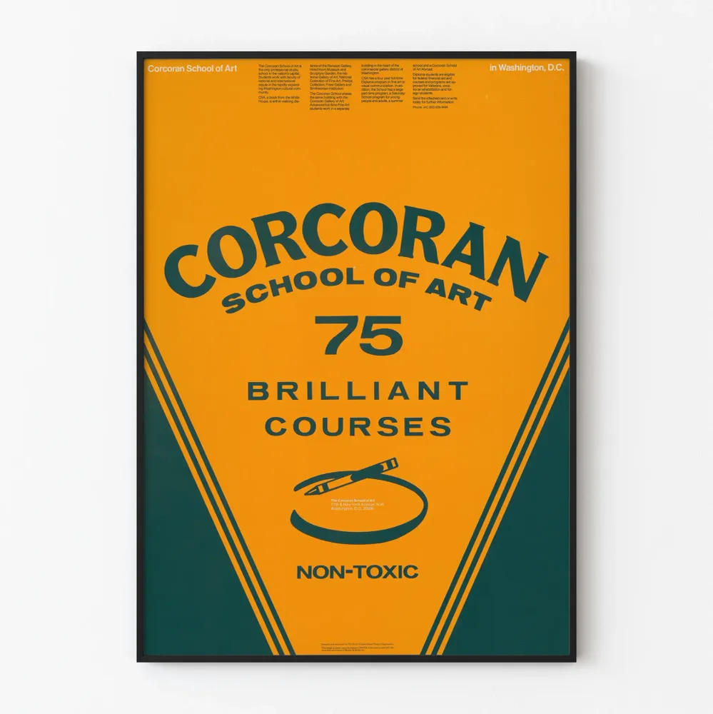 Affiche Corcoran School Art 75 Brillant Courses Orange et Noire