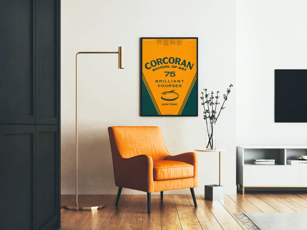 Affiche Corcoran School Art 75 Brillant Courses Orange et Noire