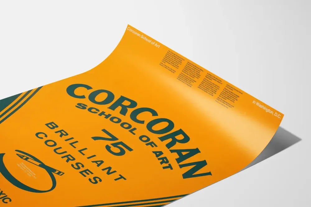 Affiche Corcoran School Art 75 Brillant Courses Orange et Noire