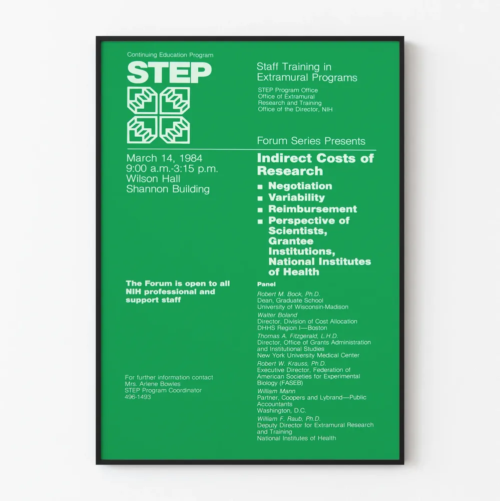Affiche déco vintage « Indirect Costs Research » verte