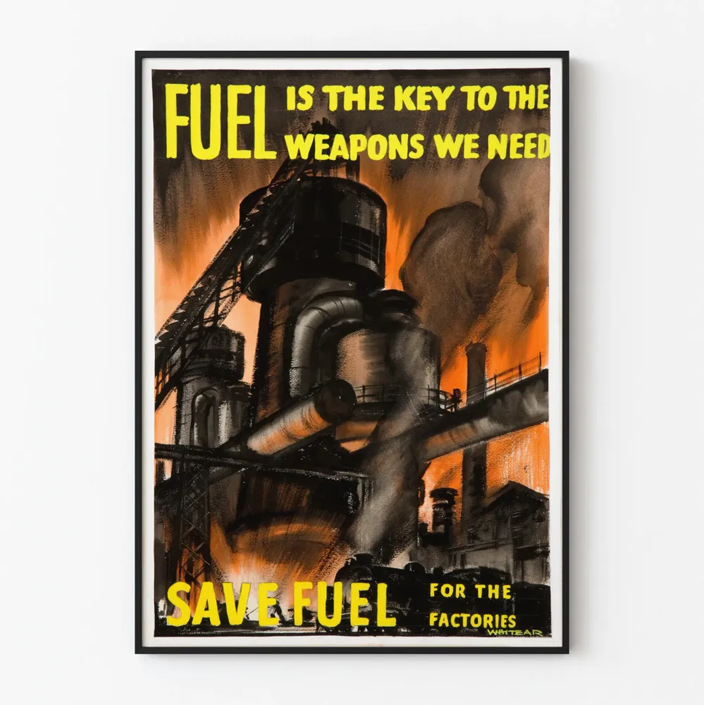 Affiche de décoration industrielle vintage - Sauvez le combustible pour les usines