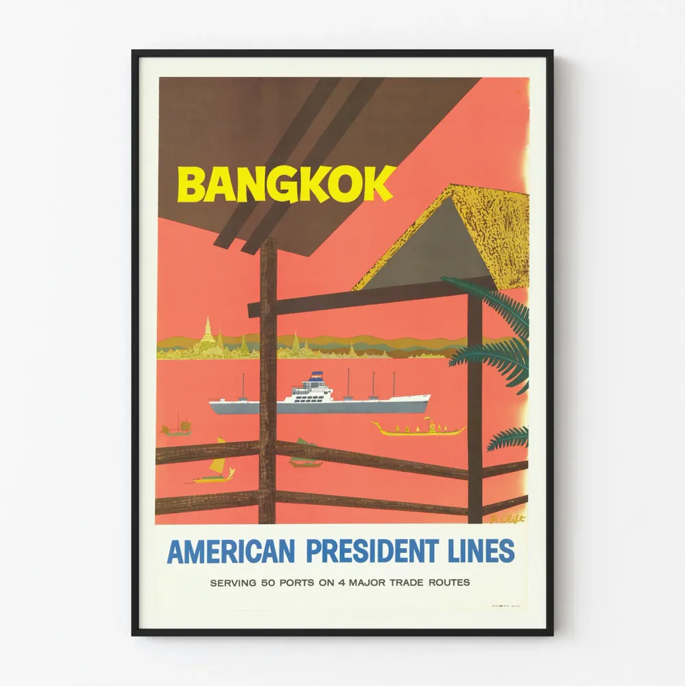 Affiche de Décoration Murale Vintage Bangkok American President Lines