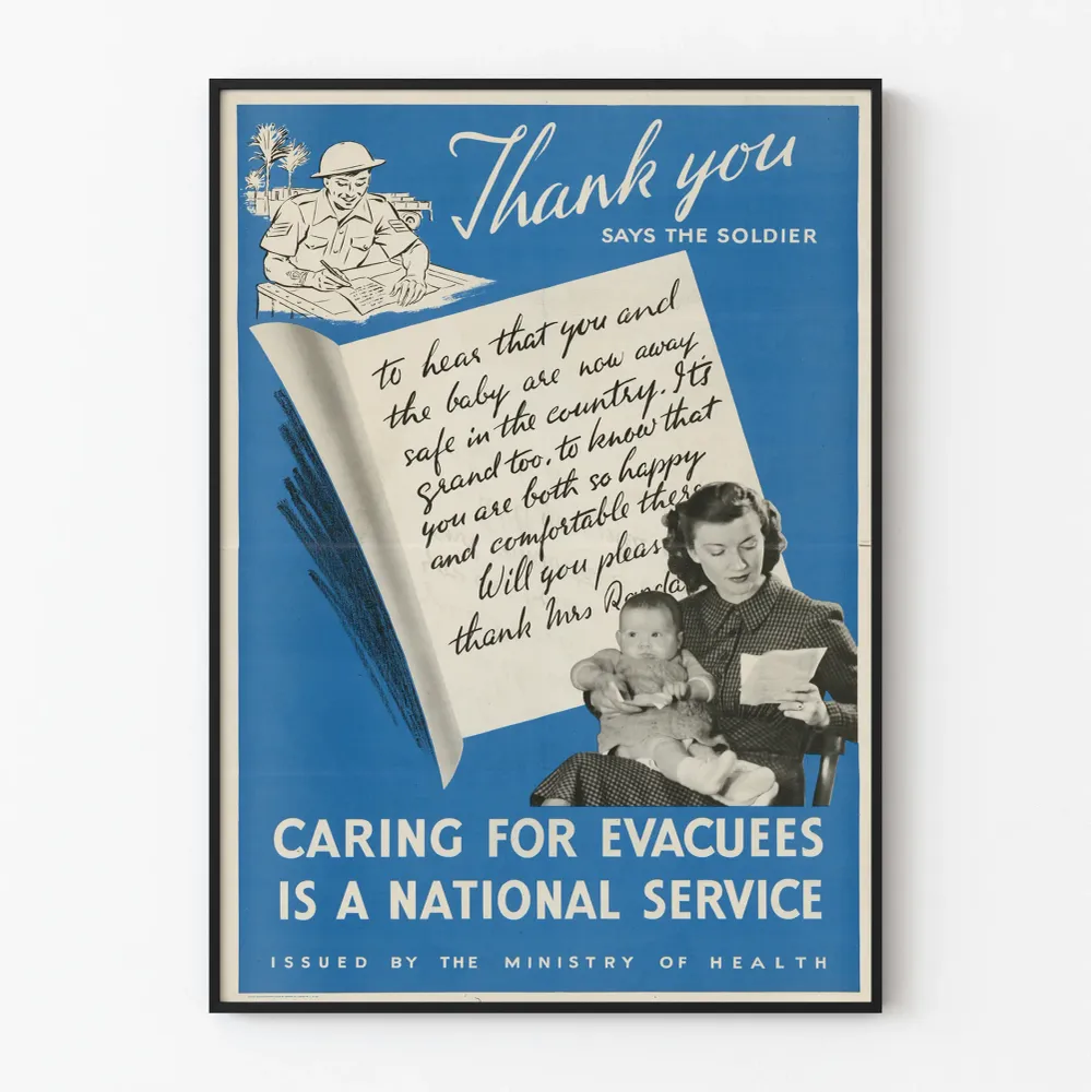 Affiche de décoration murale vintage sur le soutien aux évacués