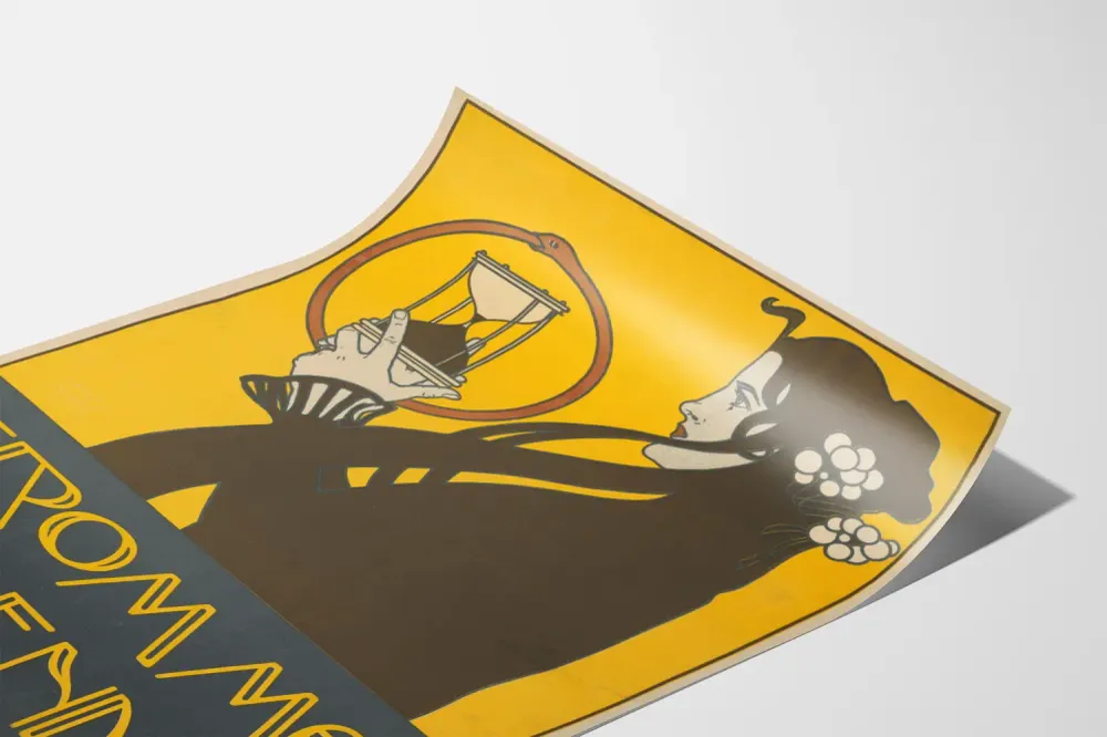 Affiche décorative Art Nouveau avec femme et sablier