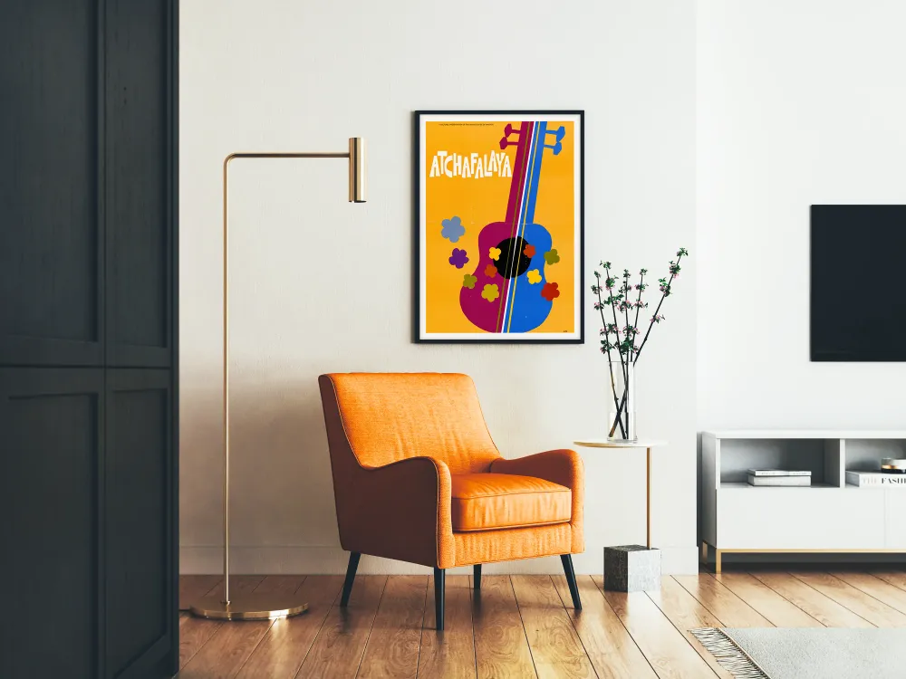 Affiche décorative Atchafalaya avec guitare colorée