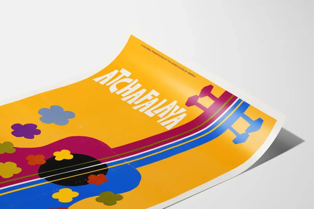 Affiche décorative Atchafalaya avec guitare colorée