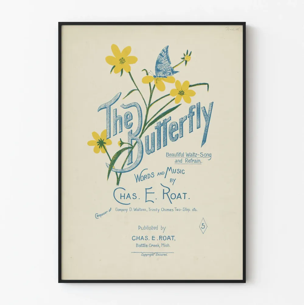 Affiche Décorative Butterfly - Illustration Fleur et Papillon