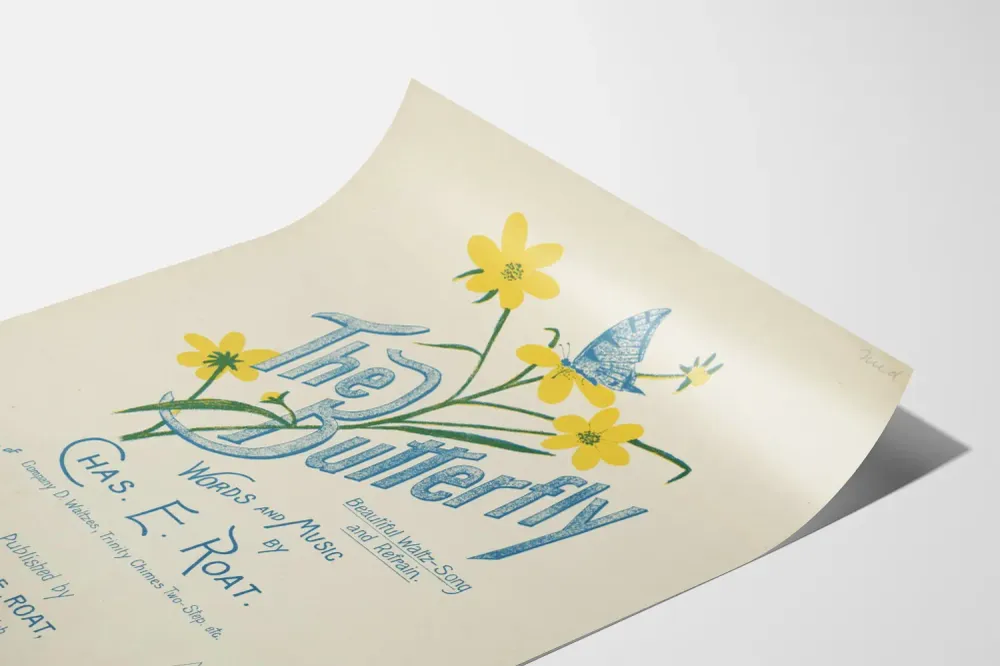 Affiche Décorative Butterfly - Illustration Fleur et Papillon