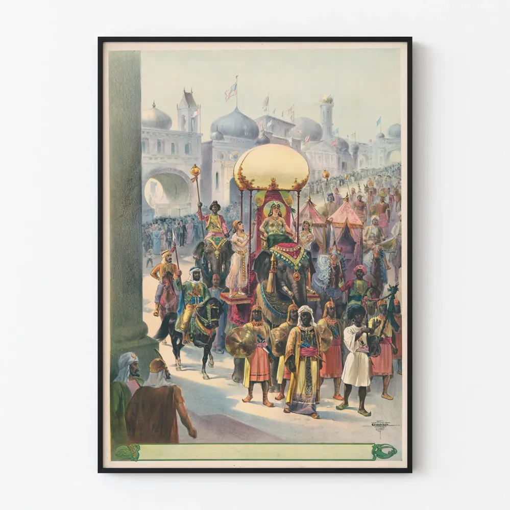 Affiche Décorative Défilé Indien avec Reine sur Éléphant