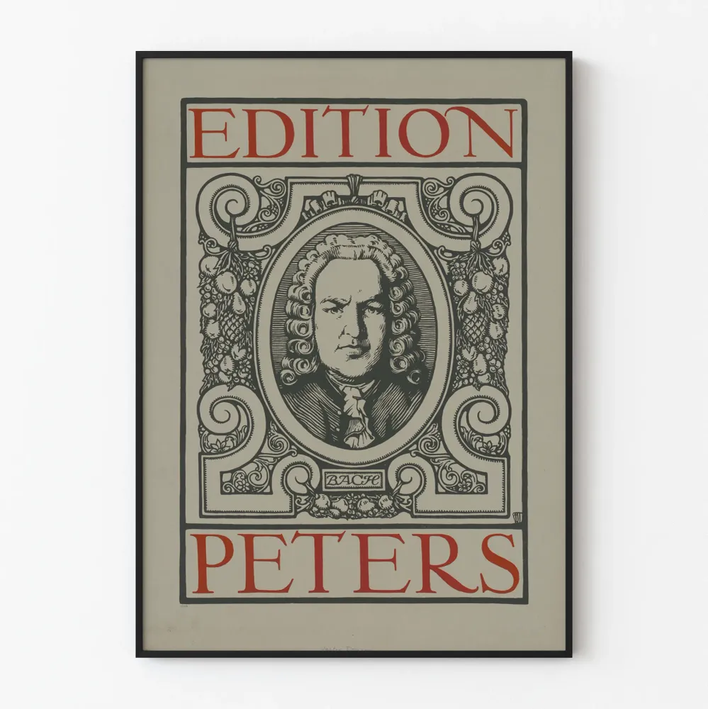 Affiche décorative Edition Peters avec portrait vintage de Bach