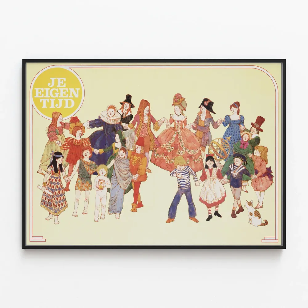 Affiche Décorative Je Eigen Tijd - Illustration de Personnages Historiques et Enfants
