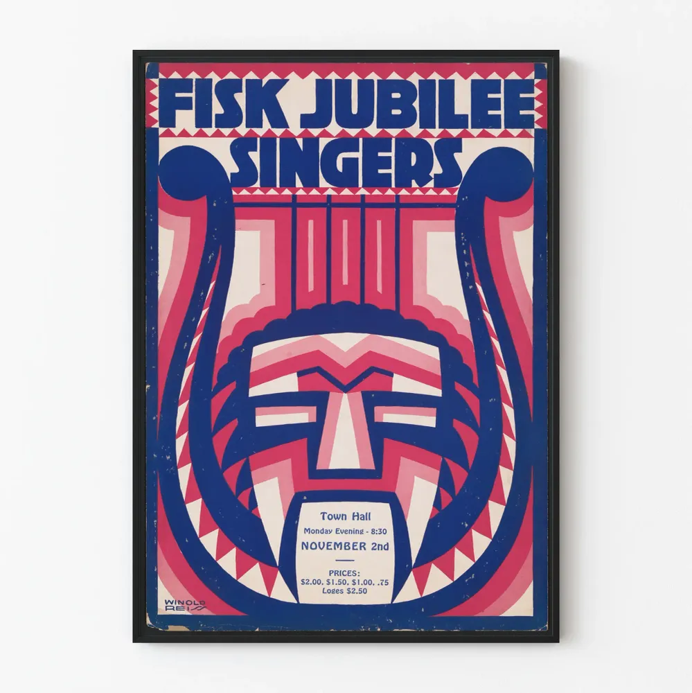 Affiche décorative Fisk Jubilee Singers avec motif harpe et masque