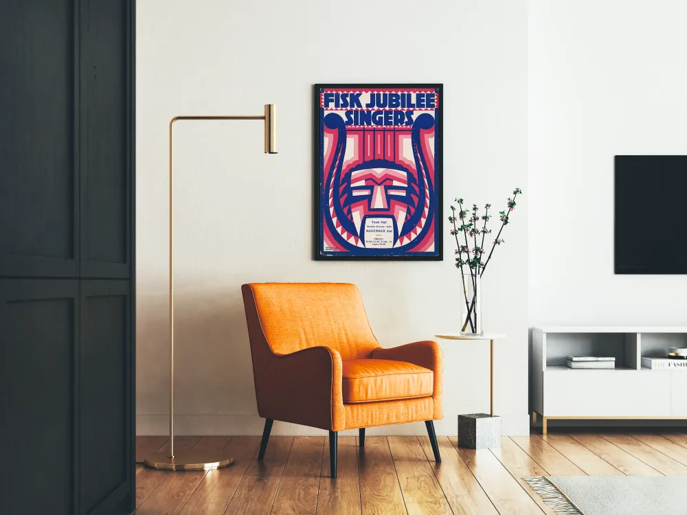 Affiche décorative Fisk Jubilee Singers avec motif harpe et masque