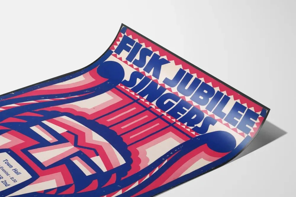 Affiche décorative Fisk Jubilee Singers avec motif harpe et masque