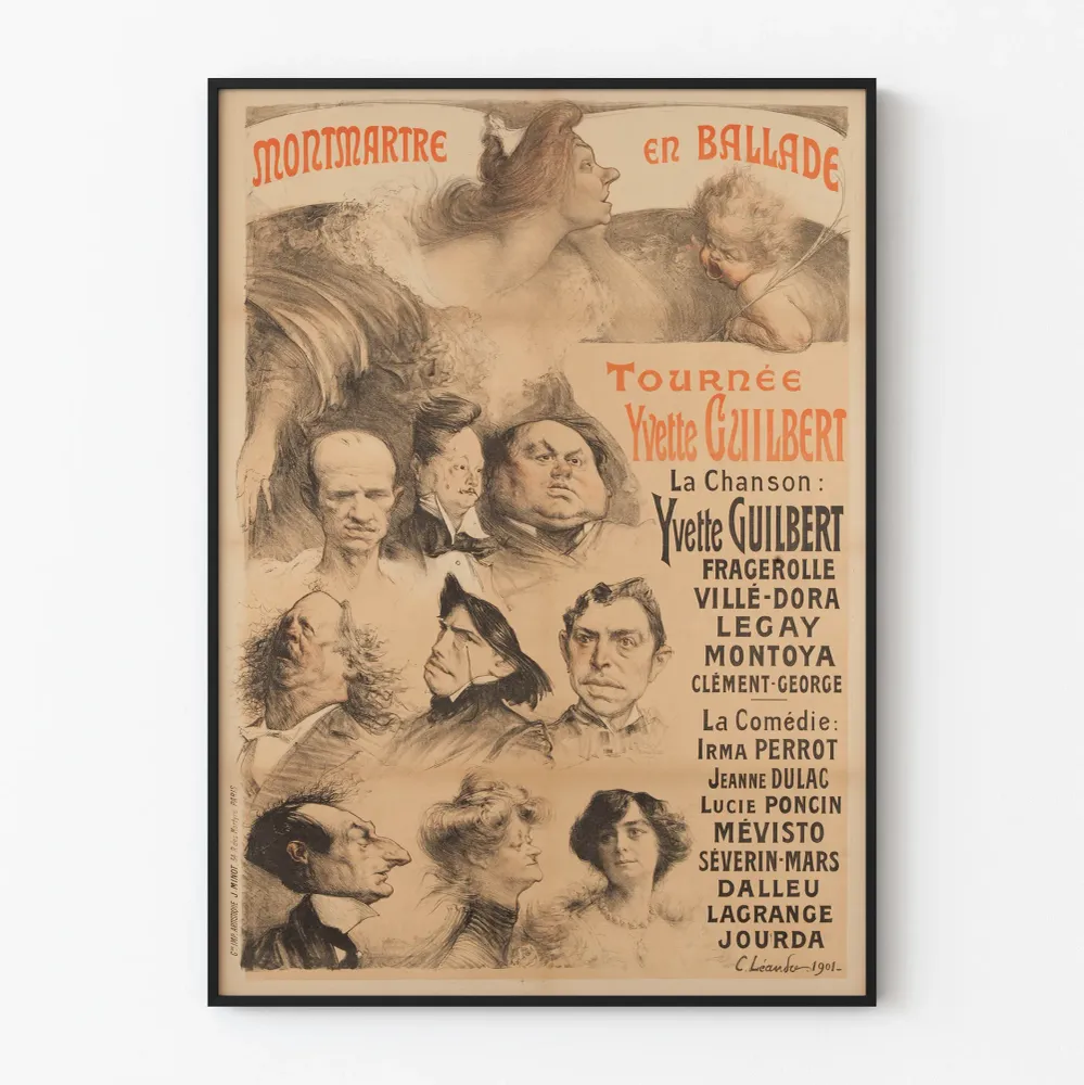 Affiche décorative Montmartre en Ballade - Tournée Yvette Guilbert