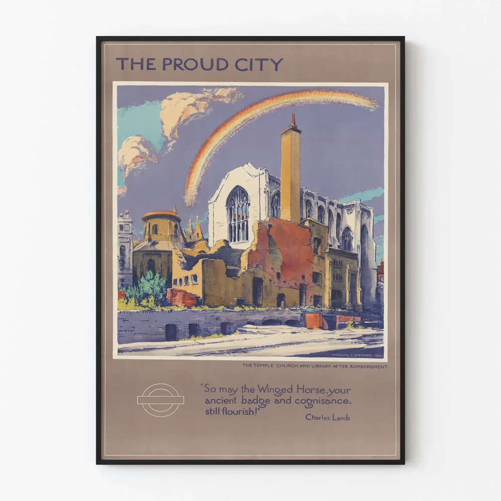 Affiche Décorative Proud City - Temple Church et Bibliothèque Après Bombardement