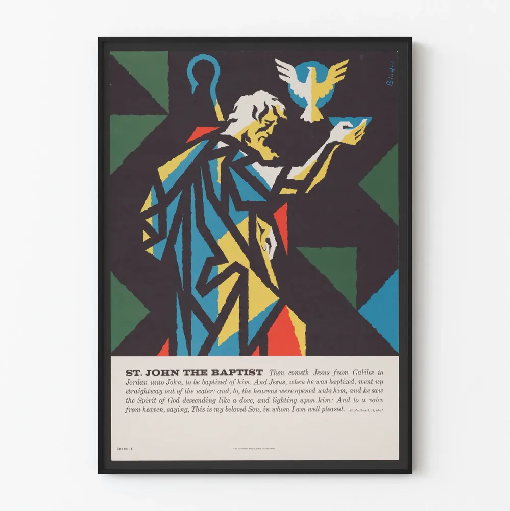 Affiche décorative Saint Jean-Baptiste style géométrique moderne
