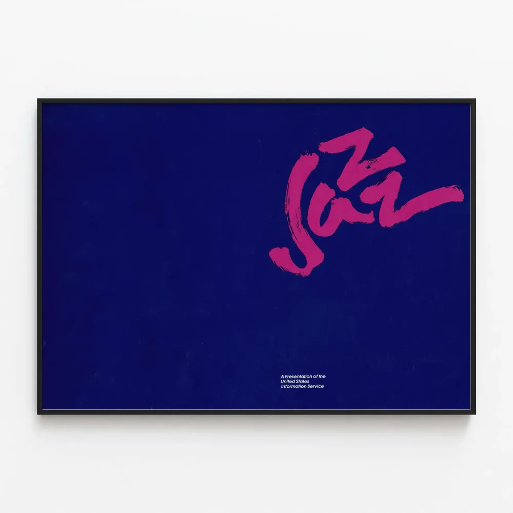 Affiche Design Jazz Minimaliste Bleu et Rose