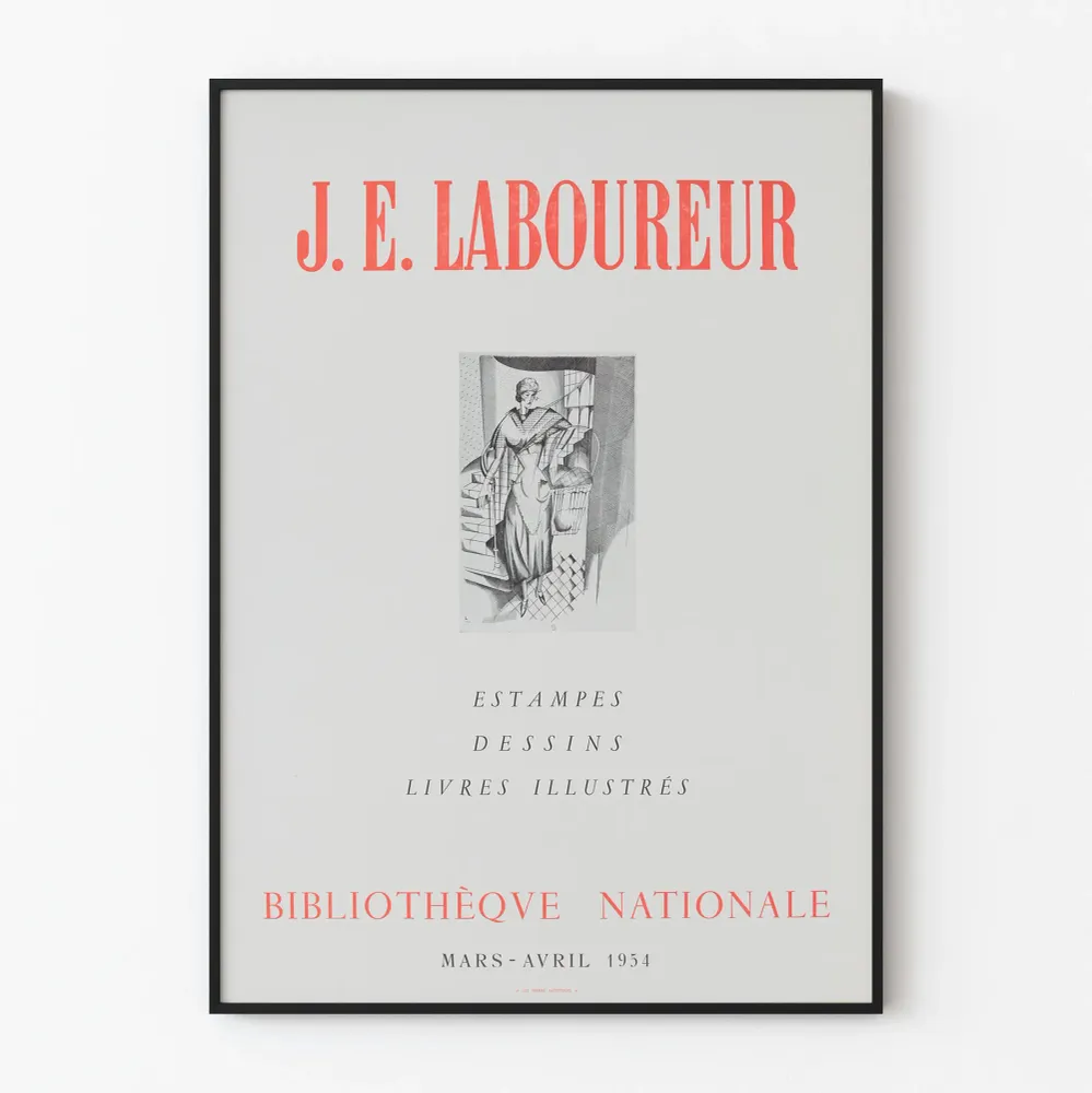 Affiche d'exposition J.E. Laboureur Bibliothèque Nationale 1954