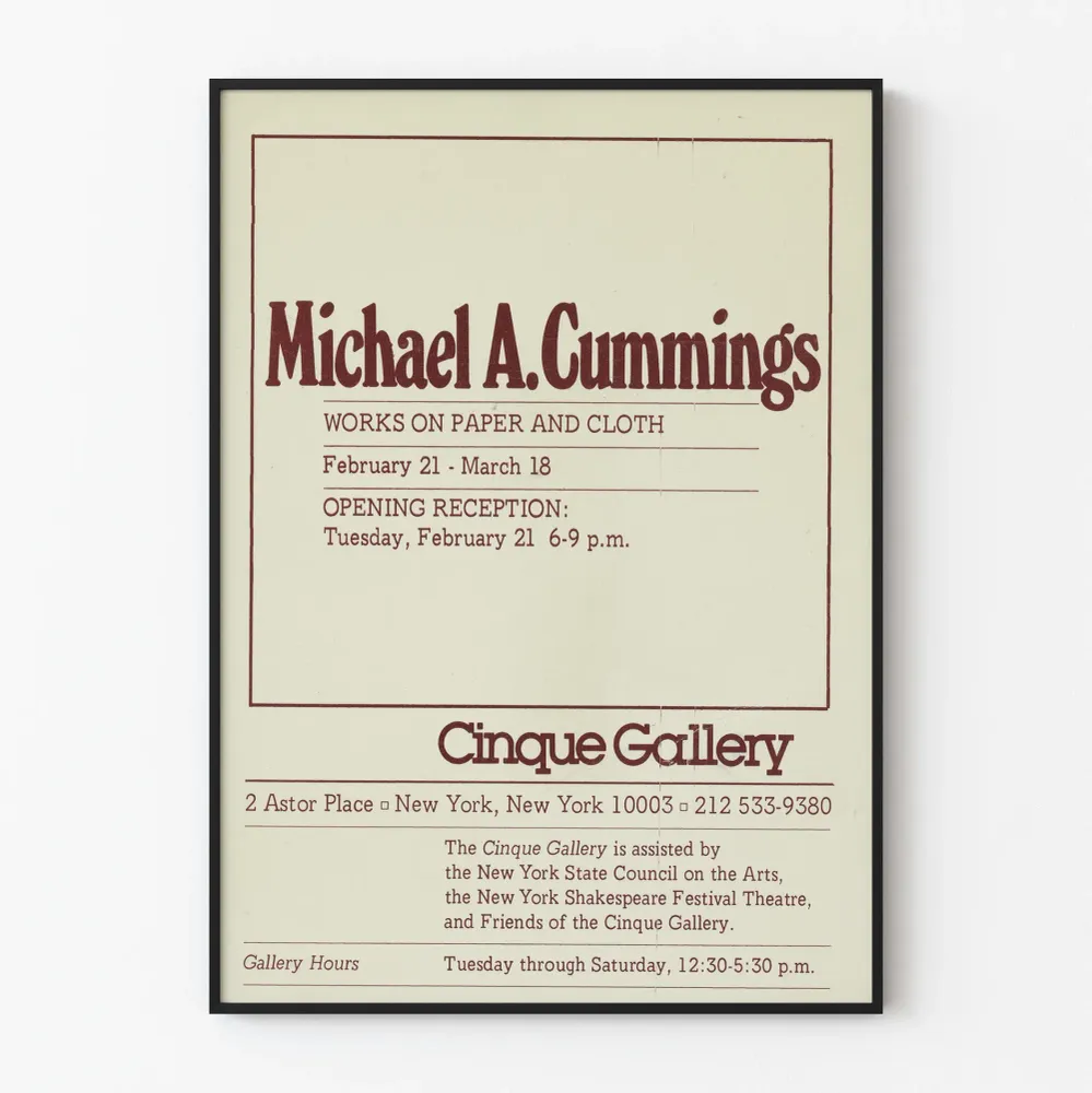 Affiche d'exposition Michael . Cummings sur papier et tissu - Cinque Gallery