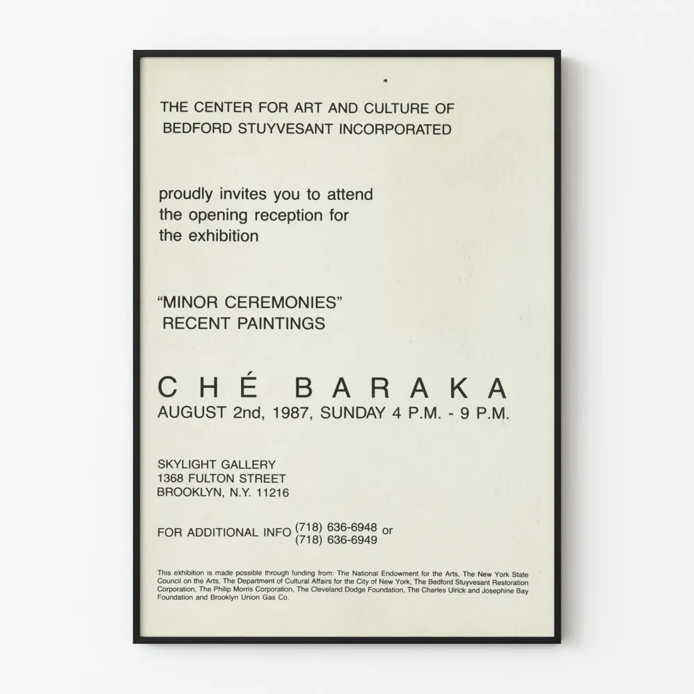 Affiche d'exposition « Minor Ceremonies » par Ché Baraka
