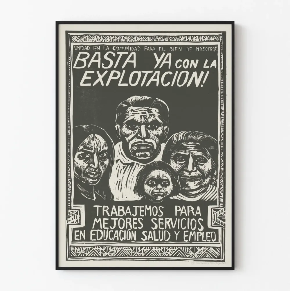 Affiche engagée contre l'exploitation pour une meilleure vie communautaire