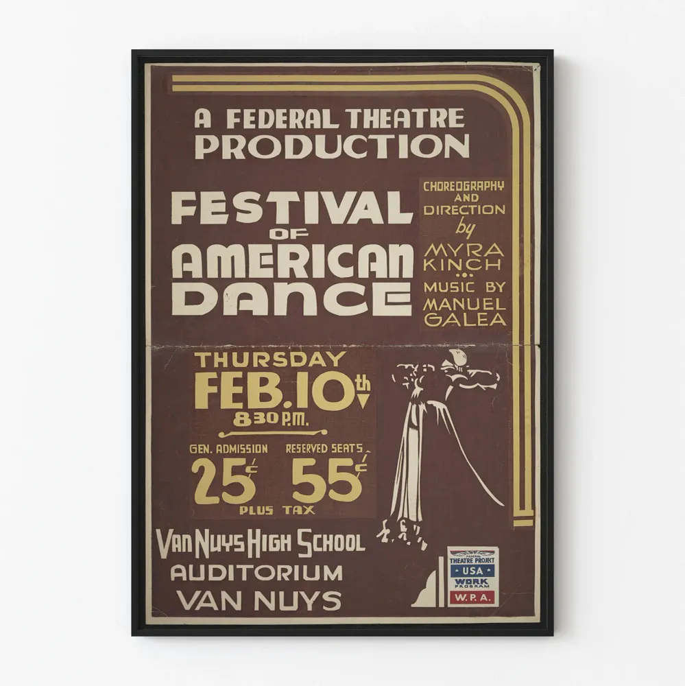 Affiche Festival American Dance - Décoration murale vintage théâtre