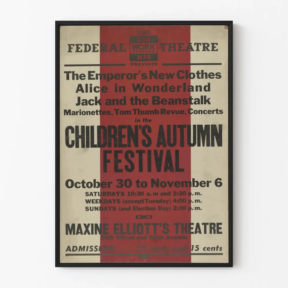 Affiche Festival d'Automne pour Enfants - Théâtre Federal US WPA