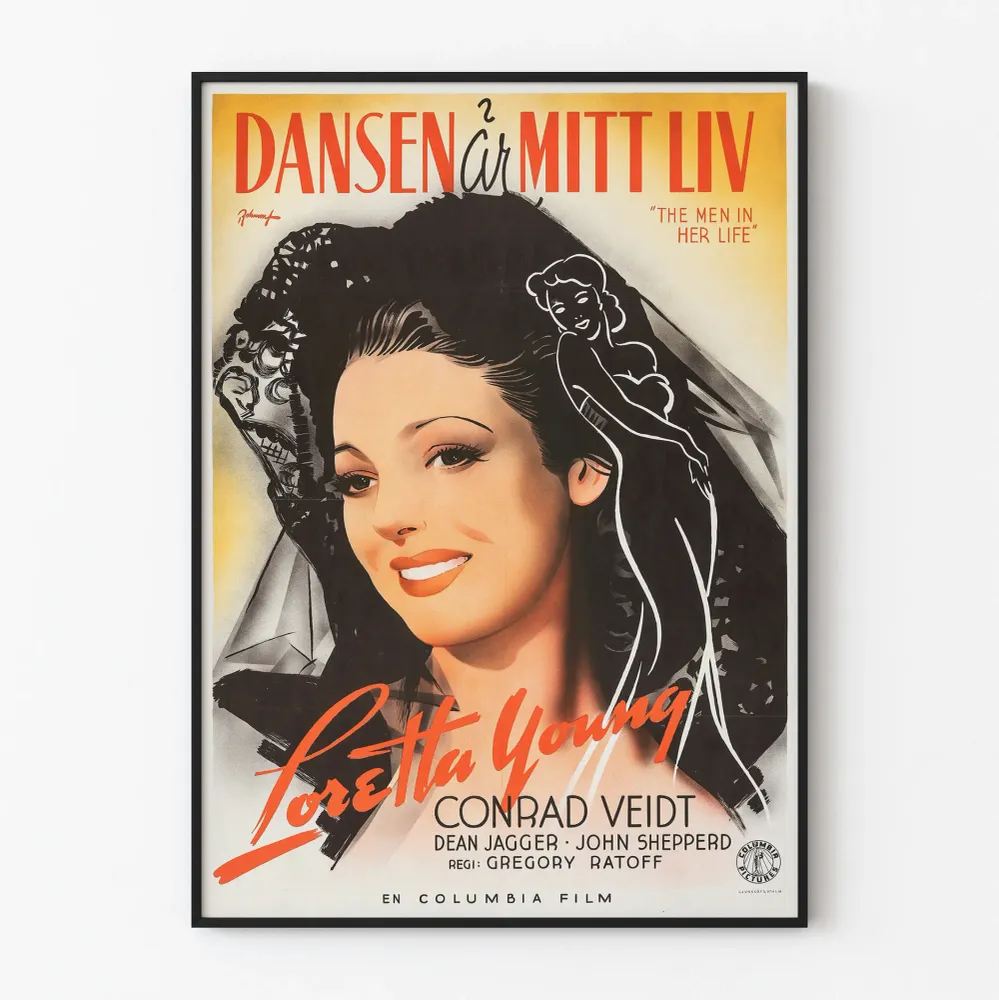 Affiche de film vintage « Men Her Life » avec Loretta Young