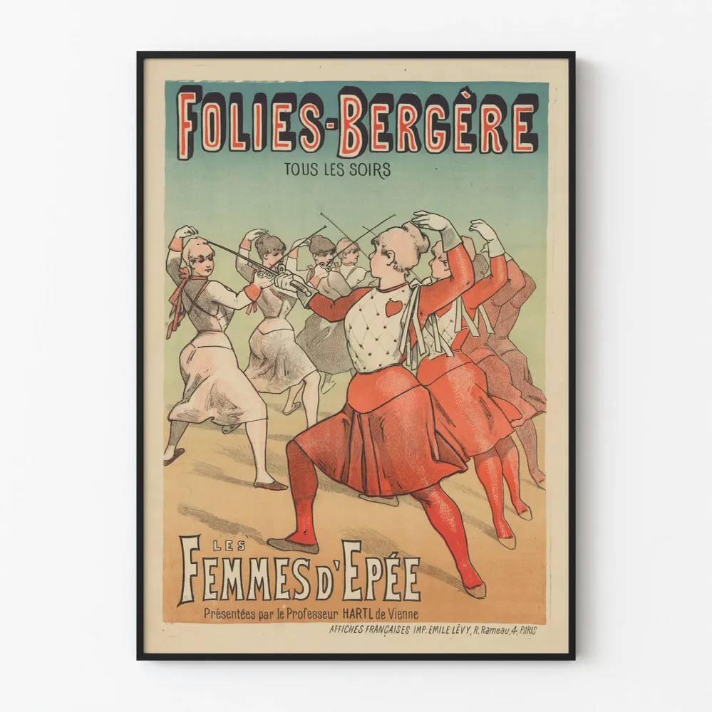 Affiche Folies Bergère Les Femmes d'Épée Décoration Murale Vintage
