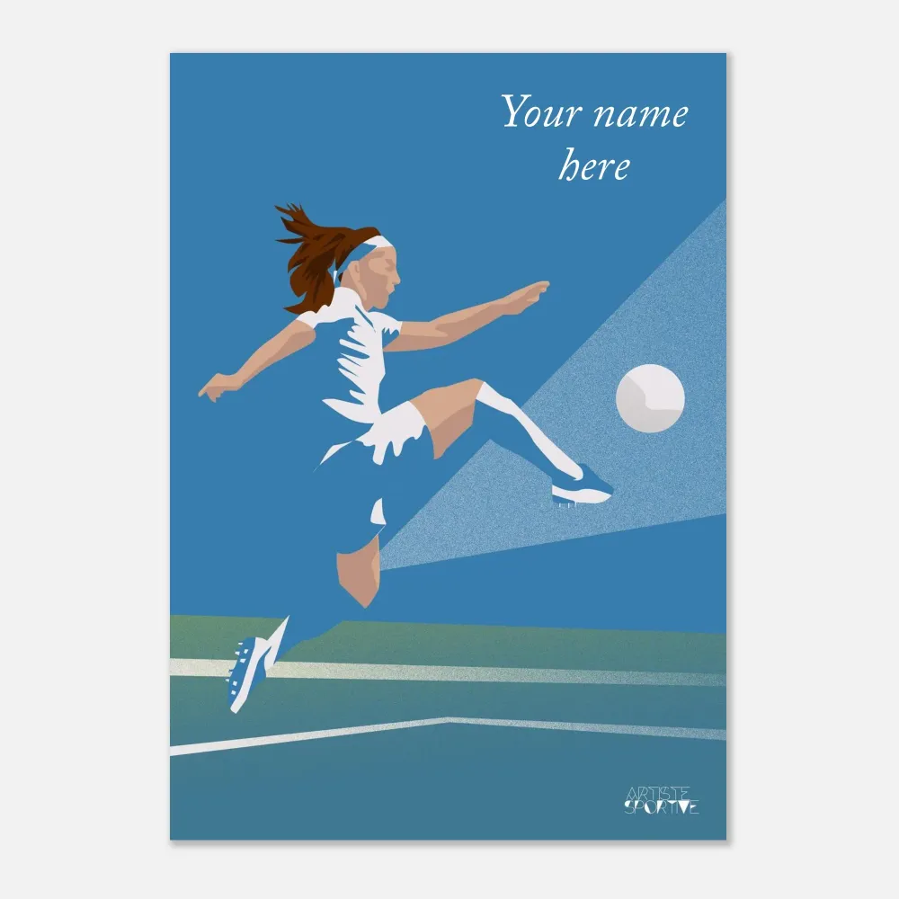 Affiche football "Joueuse de football" personnalisable A3