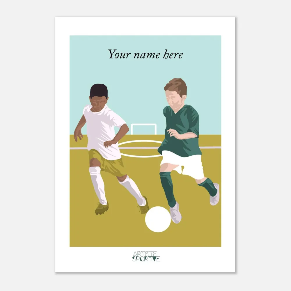 Affiche football "Les deux footballeurs" personnalisable A3