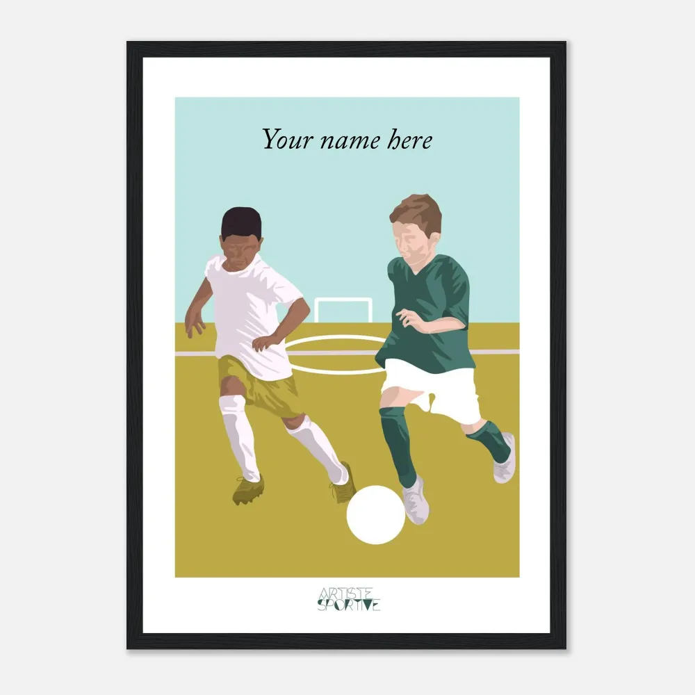 Affiche football "Les deux footballeurs" personnalisable A3