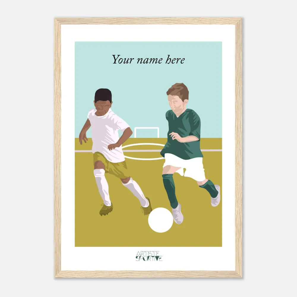Affiche football "Les deux footballeurs" personnalisable A3