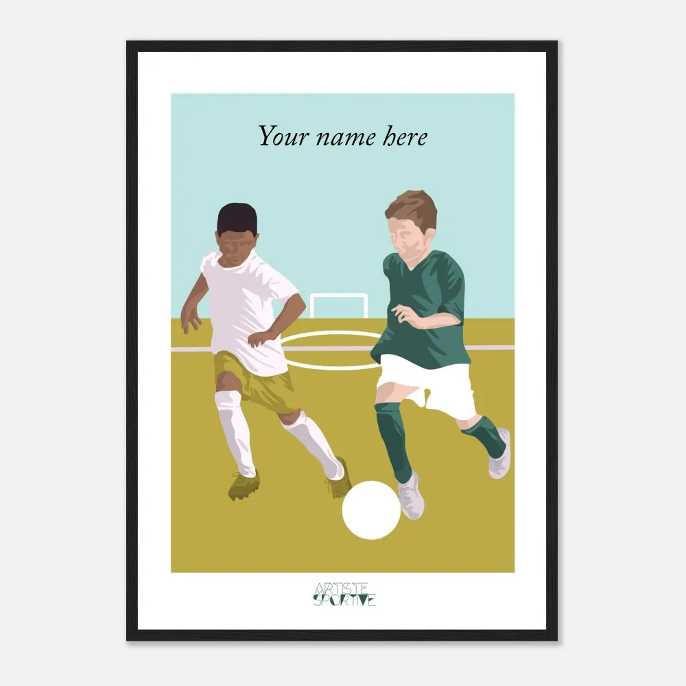 Affiche football "Les deux footballeurs" personnalisable A3