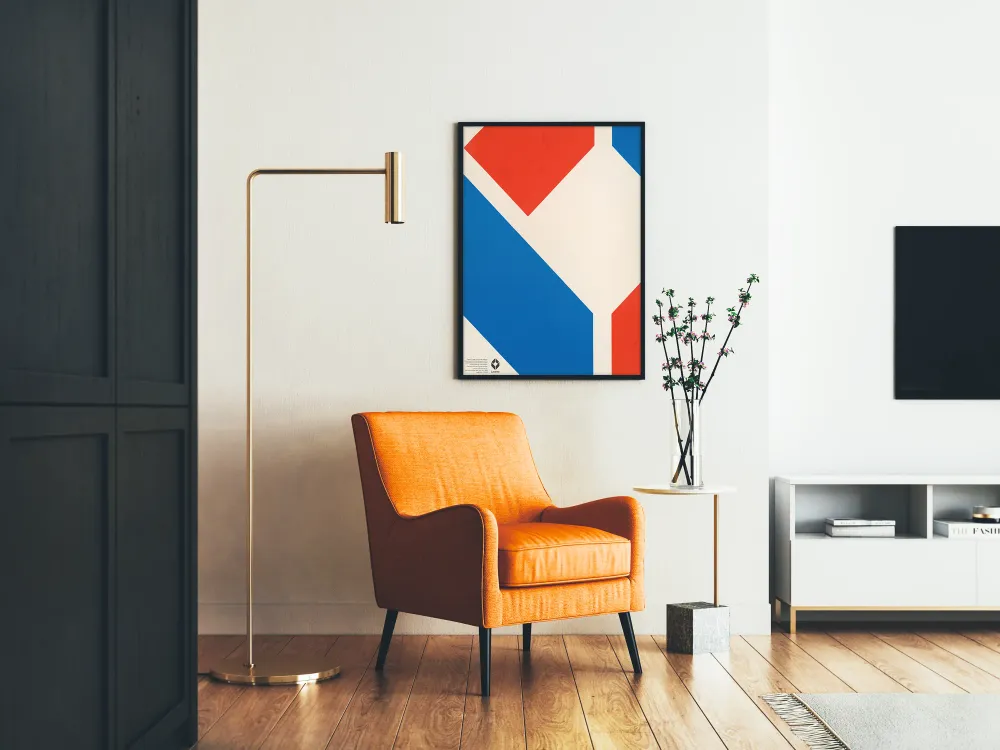 Affiche Géométrique Rouge, Bleu et Blanc - Décoration Murale Artem Legrand