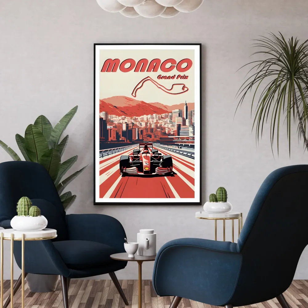Affiche grand prix Monaco formule 1 - Poster vintage Monaco