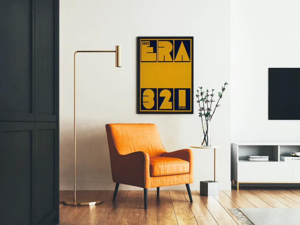 Affiche Graphique Go Era 3 2 1 en Bleu et Jaune