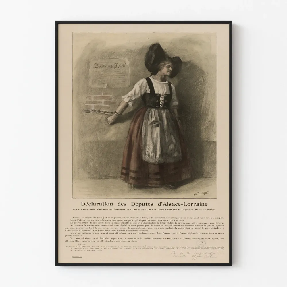 Affiche Historique Déclaration des Députés d'Alsace-Lorraine 1871