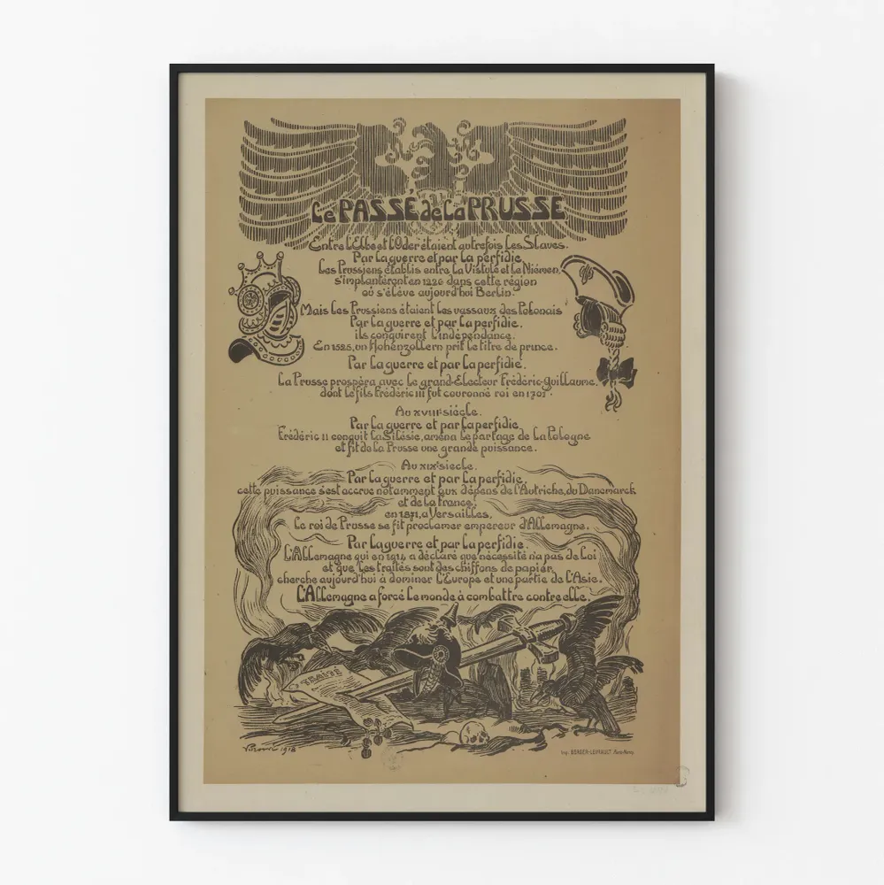 Affiche Historique Le Passé de la Prusse 1918