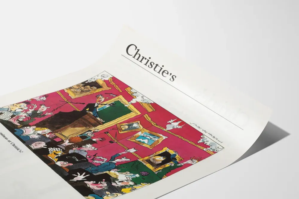 Affiche humoristique vente aux enchères Christie’s édition 1976