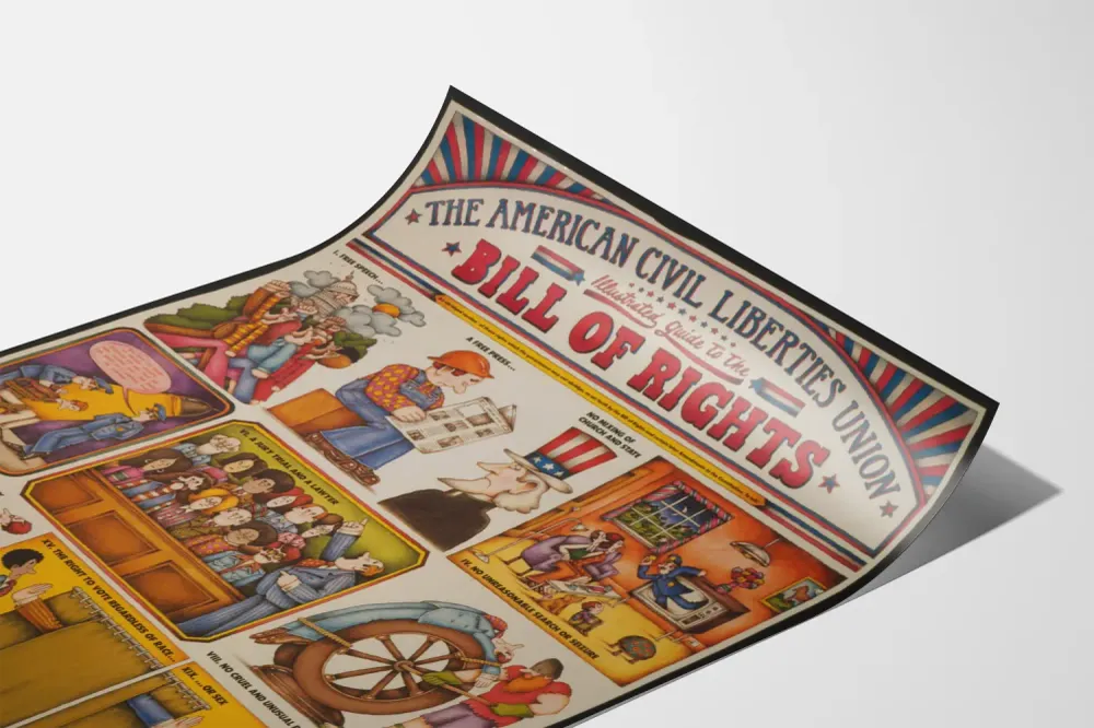 Affiche illustrée des droits civils américains - Guide Bill Rights