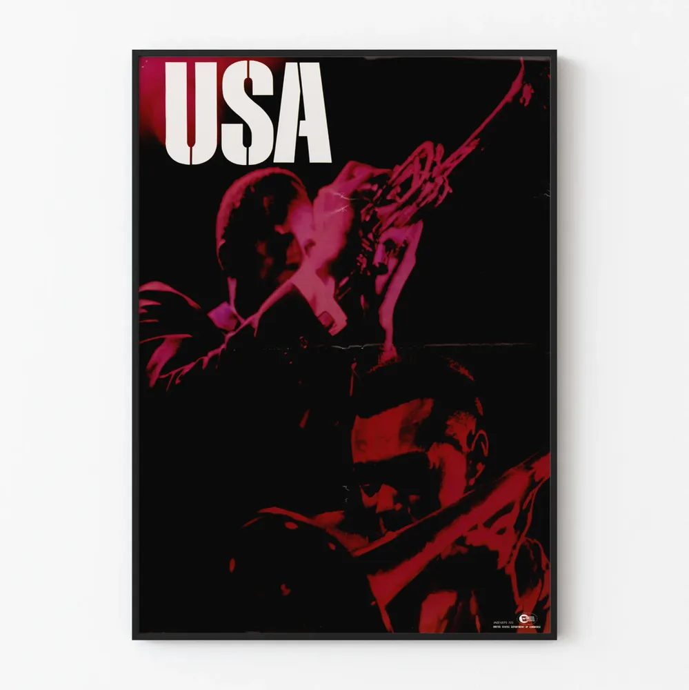 Affiche Jazz USA avec musiciens en lumière rouge