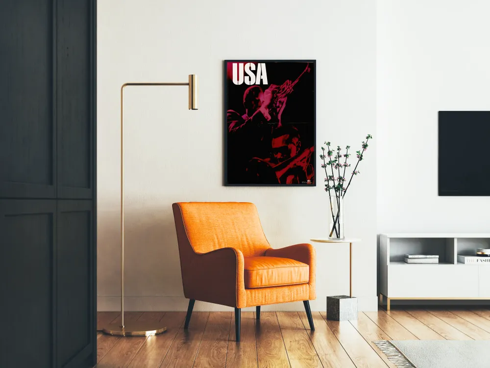 Affiche Jazz USA avec musiciens en lumière rouge