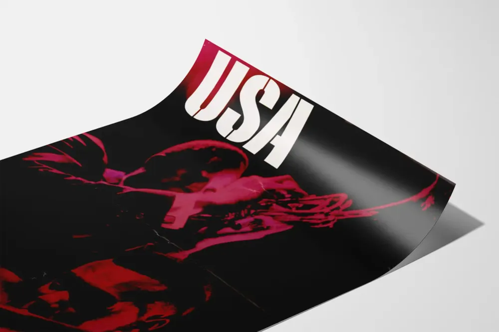 Affiche Jazz USA avec musiciens en lumière rouge