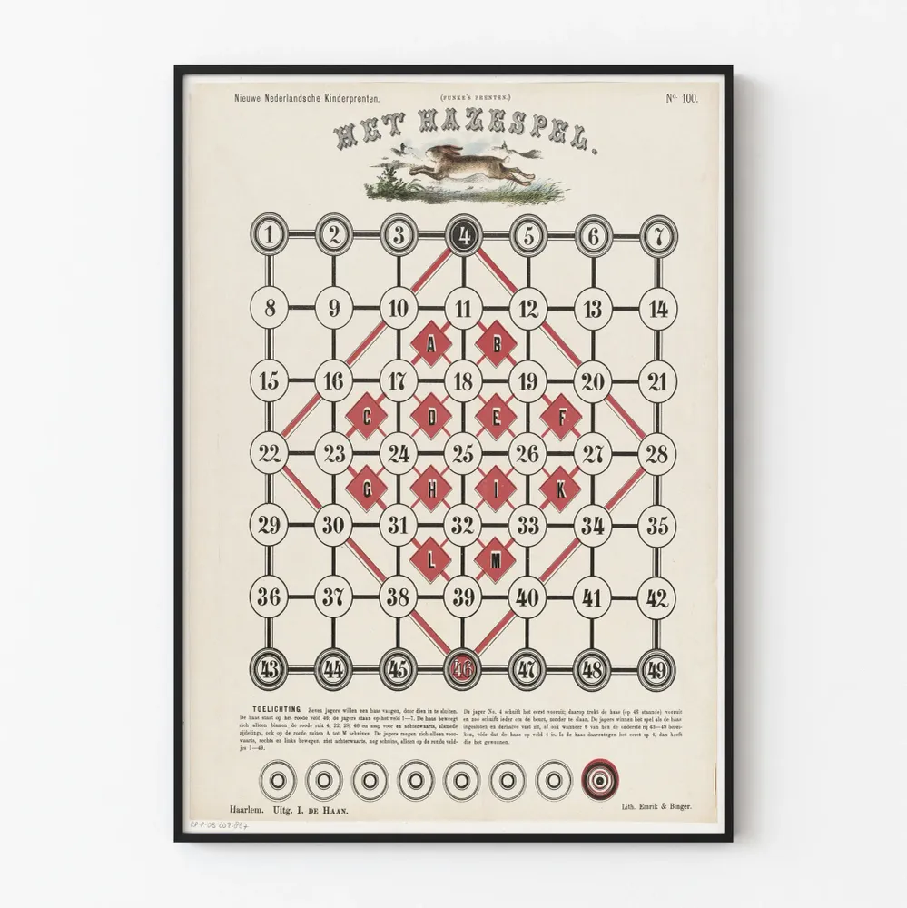 Affiche Jeu de Société Ancien Het Hazespel