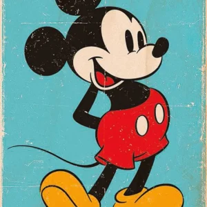 Affiche Mickey Mouse rétro bleu