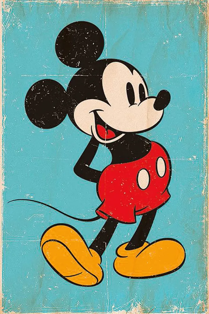 Affiche Mickey Mouse rétro bleu