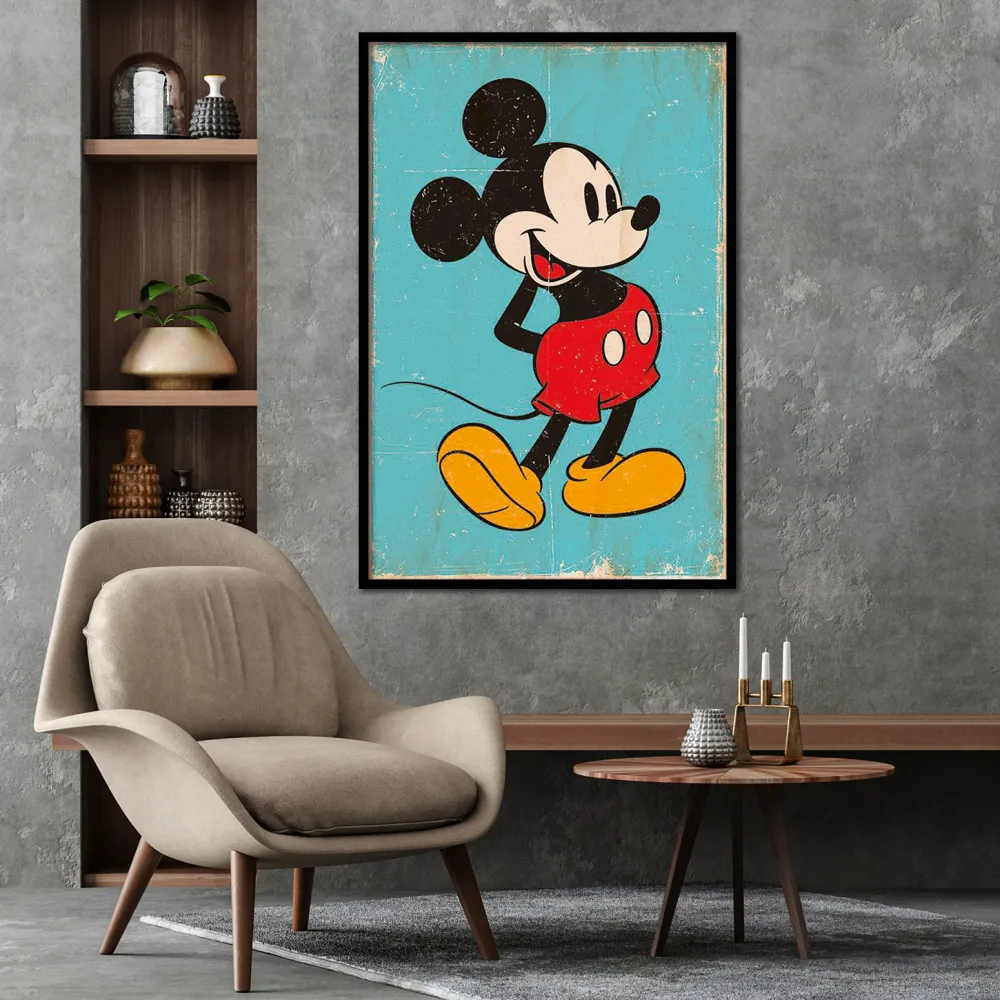 Affiche Mickey Mouse rétro bleu